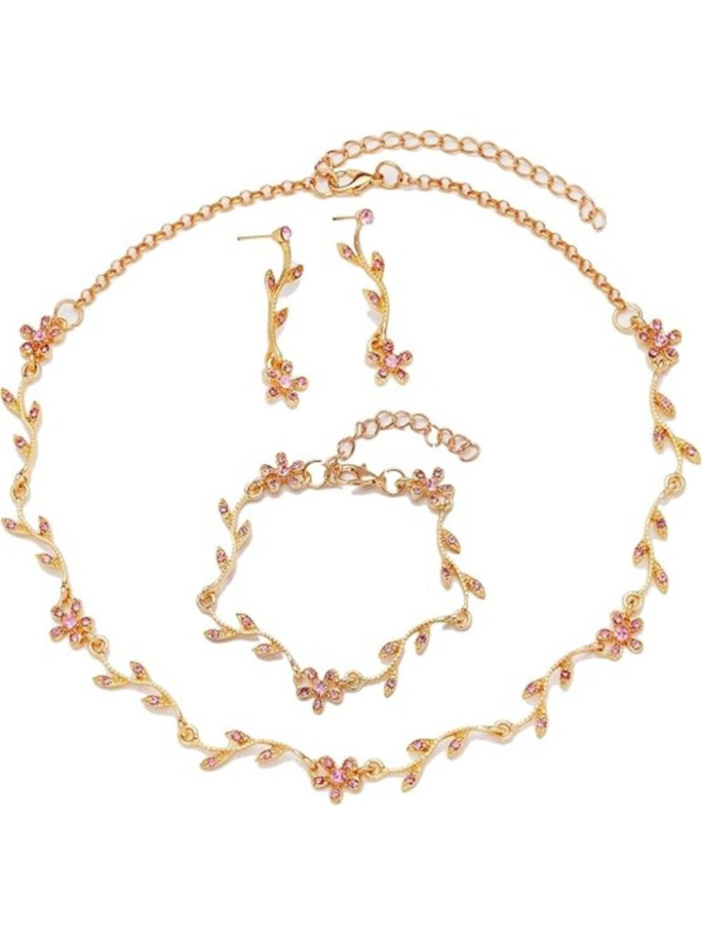 Hapibuy Crystal Bridal Jewelry Set Rhinestone Choker Necklace Earrings Bracelet